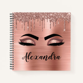 Cuaderno Rosa Purpurina dorado Esparkle Eyelashes Monograma