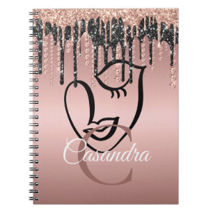 Cuaderno Rosa Purpurina Oro Perforaciones Abstractas