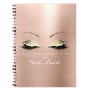 Cuaderno Rosa Purpurina Oro Rosa Ojos Maquillaje Belleza Bl