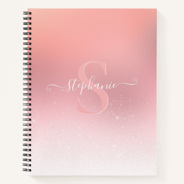 Cuaderno Rosa Purpurina Shimmer Rosa Sparkle Monogramed (Anverso)