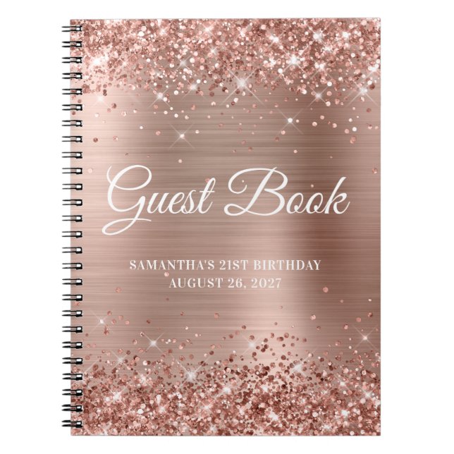 Cuaderno Rosa Purpurinoso Relieve metalizado dorado 21º lib (Frente)