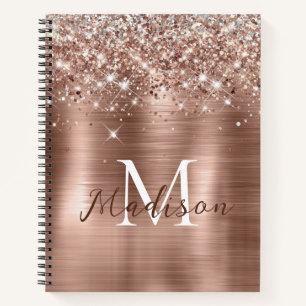 Cuaderno Rosa Purpurinoso Relieve metalizado dorado falso P