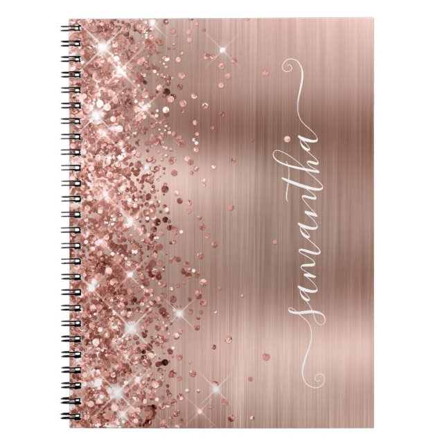 Cuaderno Rosa Purpurinoso Relieve metalizado dorado Modern  (Frente)