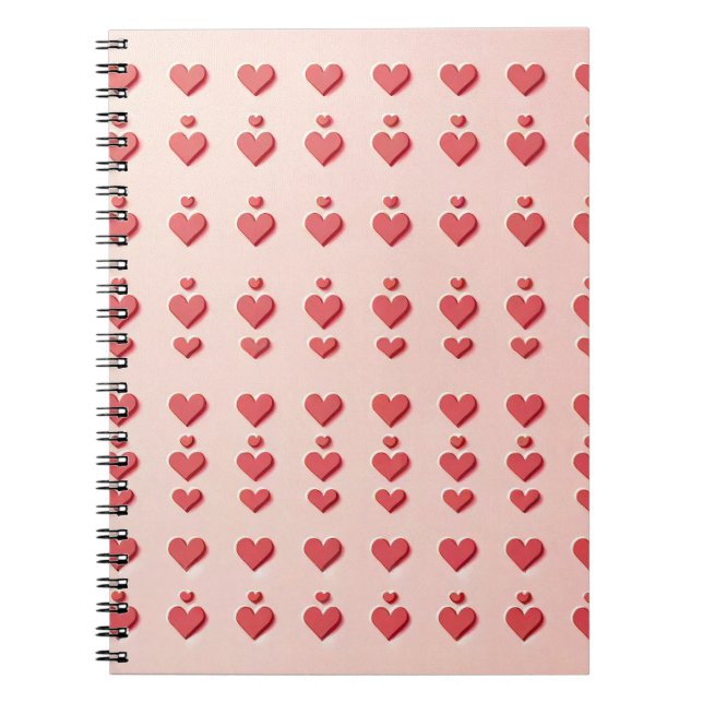 Cuaderno Rosa querido: Corazones rojos adorables (Frente)