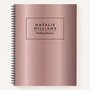 Cuaderno Rosa Relieve metalizado metálico de oro