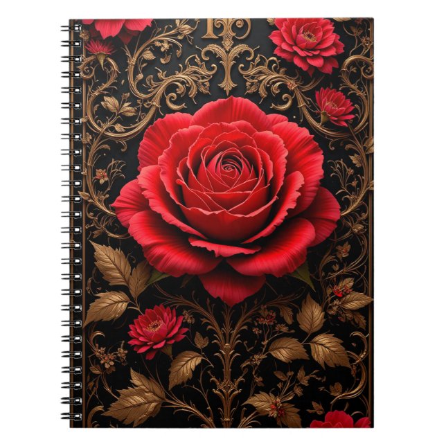 Cuaderno Rosa roja bellamente diseñada (Frente)