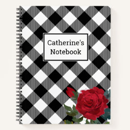 Cuaderno Rosa Roja de búfalo blanco y negro de personalizab