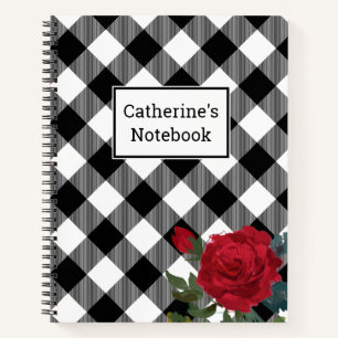 Cuaderno Rosa Roja de búfalo blanco y negro de personalizab