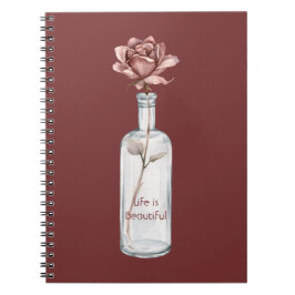 Cuaderno Rosa Roja en Botella