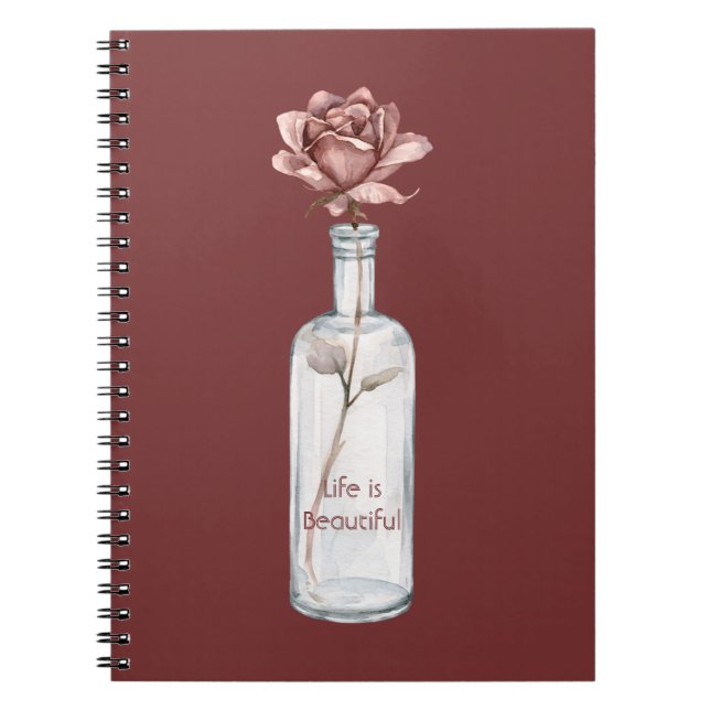 Cuaderno Rosa Roja en Botella (Frente)