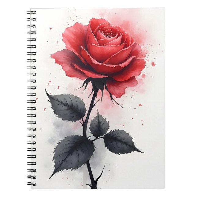 Cuaderno Rosa Roja - Flores acuarela (Frente)