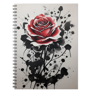 Cuaderno Rosa Roja - Flores de acuarela