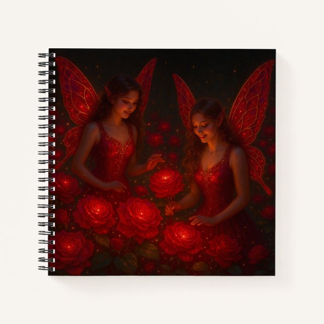 Cuaderno Rosa Roja Hada Fantasía Romántica Amor (Anverso)