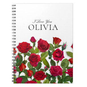 Cuaderno Rosa Roja Moderna Minimalista Nombre Te Amo
