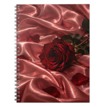 Cuaderno Rosa Roja | Regalo Femenino de Seda Rosa