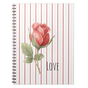 Cuaderno Rosa Roja Romántica Rayas de Amor