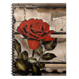 Cuaderno Rosa Roja Rústica De Madera Rústica De Barn De Gru