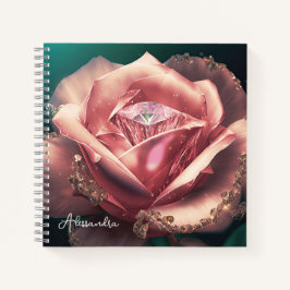 Cuaderno Rosa rosa de diamante personalizada