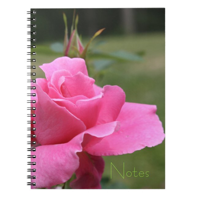 Cuaderno Rosa rosa de grisona con temática de jardín (Frente)