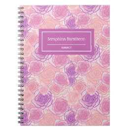 Cuaderno Rosa rosa morado Personalizado floral personalizad