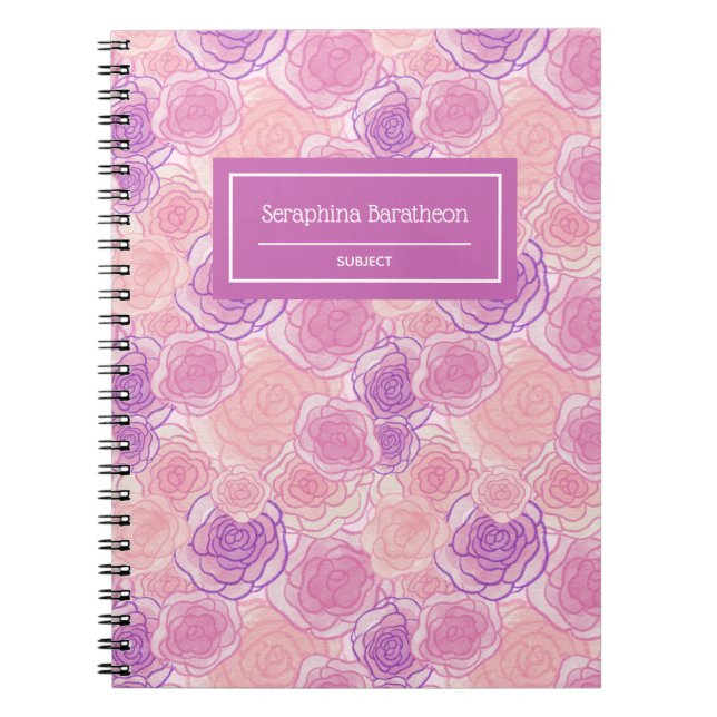 Cuaderno Rosa rosa morado Personalizado floral personalizad (Frente)