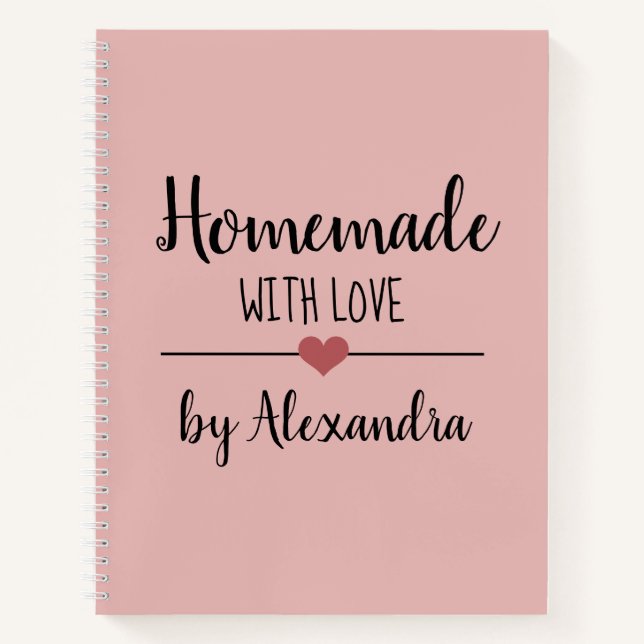 Cuaderno Rosa rosa negro moderno Casero con receta de amor (Anverso)