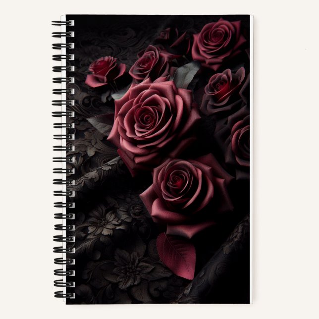 Cuaderno Rosa rosa pálido gótico oscuro y brocado negro (Anverso)