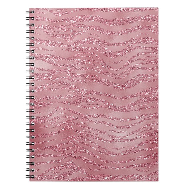 Cuaderno Rosa rosa Purpurina Zebra Animal (Frente)