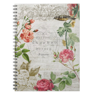 Cuaderno Rosa rosa rosa vintage y tipografía efemera