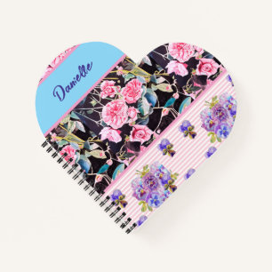 Cuaderno Rosa Rosa Shabby Chic Acuarela Rosas Rosa Azul