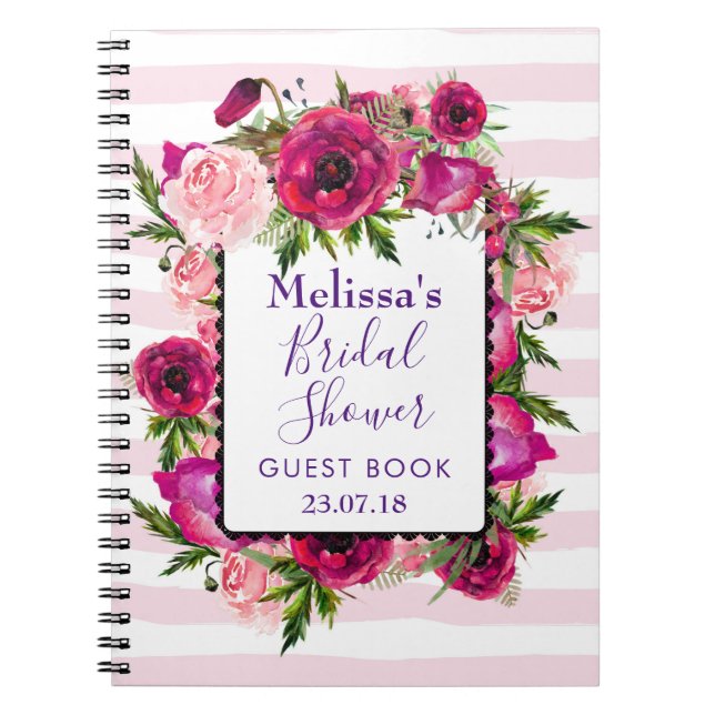 Cuaderno Rosa rosa y adormidera Floral Bouquet Briquet Show (Frente)