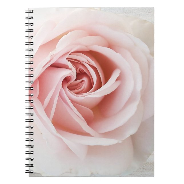 Cuaderno Rosa rosa y madera blanca Shabby Chic Farmhouse Gl (Frente)