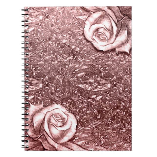 Cuaderno Rosa Rosas florales metálicos con líquido líquido  (Frente)