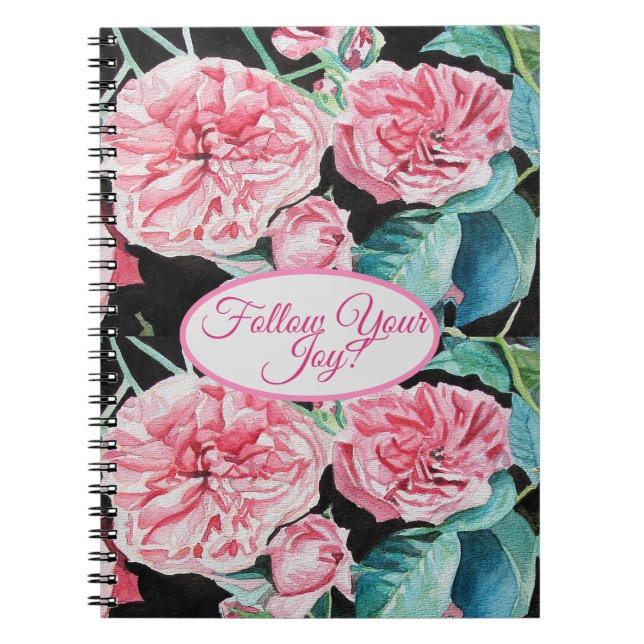 Cuaderno Rosa Roses rosados florales siguen tu patrón de al (Frente)