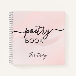 Cuaderno Rosa Rubor Negro Script Nombre Personalizado Poesí