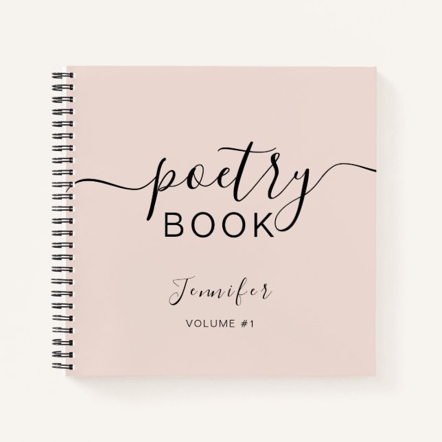 Cuaderno Rosa Rubor Negro Script Tu Nombre Poesía (Anverso)