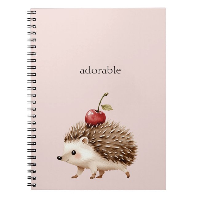 Cuaderno Rosa Rubor Rojo Cereza Erizo Adorable (Frente)