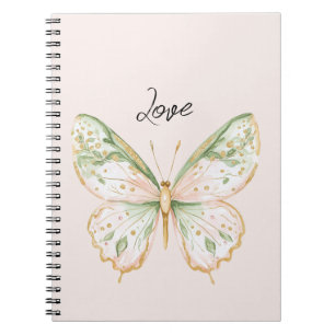 Cuaderno Rosa Rubor Verde Menta Oro Mariposa Amor