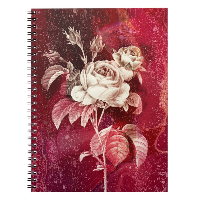 Cuaderno ROSA sobre fondo rojo (Frente)