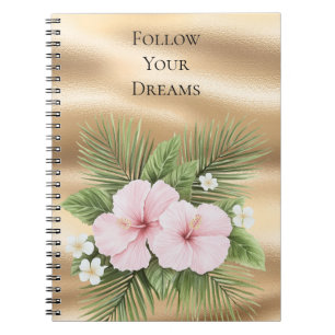 Cuaderno Rosa Tropical Azul Hibiscus Floral