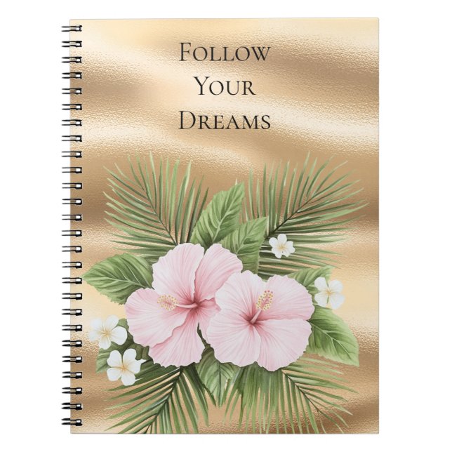 Cuaderno Rosa Tropical Azul Hibiscus Floral (Frente)