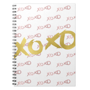 Cuaderno Rosa XOXO  Oro Relieve metalizado Faux Moderno Bri