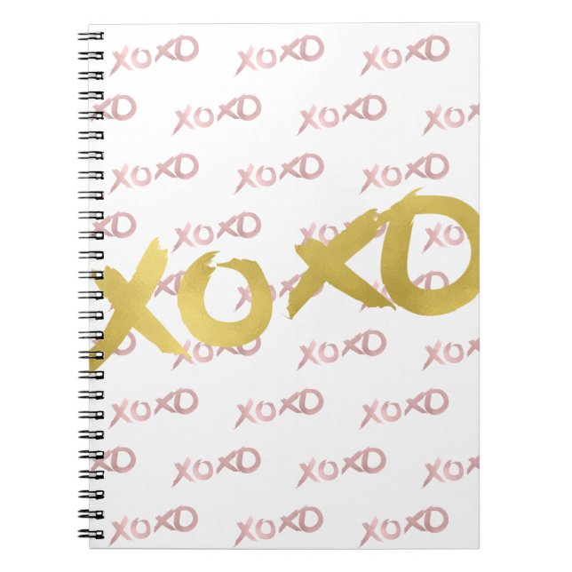 Cuaderno Rosa XOXO  Oro Relieve metalizado Faux Moderno Bri (Frente)