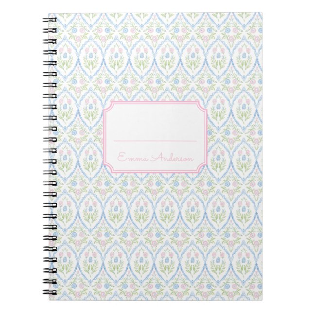 Cuaderno Rosa y Azul Floral Grandmillennial (Frente)