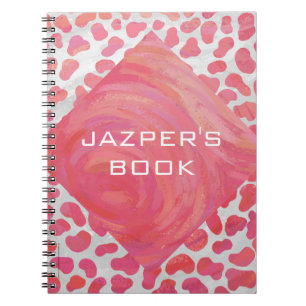 Cuaderno Rosa y blanco dálmata con monograma