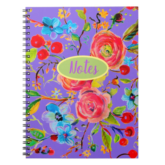 Cuaderno Rosa y cerezo en flor morado (Frente)