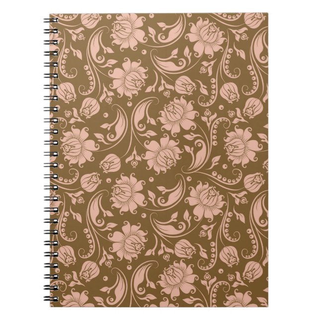 Cuaderno Rosa y estampado de flores de Brown (Frente)