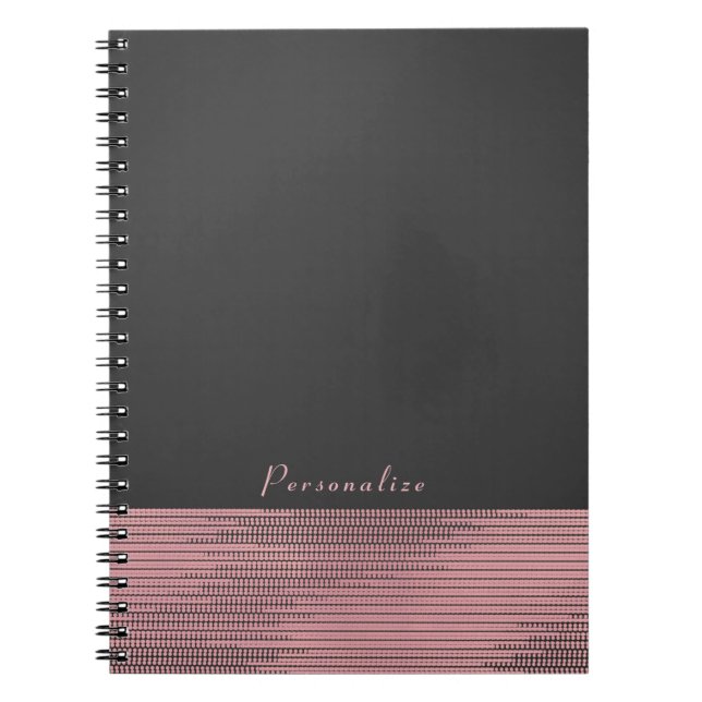 Cuaderno Rosa y gris Glam Moderno Lentejuelas Chic Elegante (Frente)