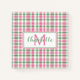 Cuaderno Rosa y Verde Escocés Monograma Preparatory