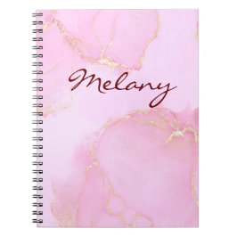 Cuaderno Rosa y violeta con bloc de notas de nombre